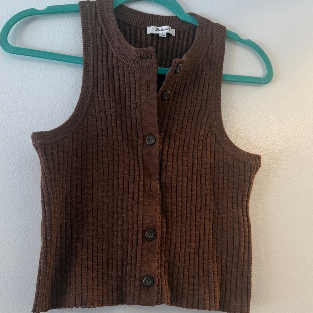 Madewell Brown Button Down Knit Top